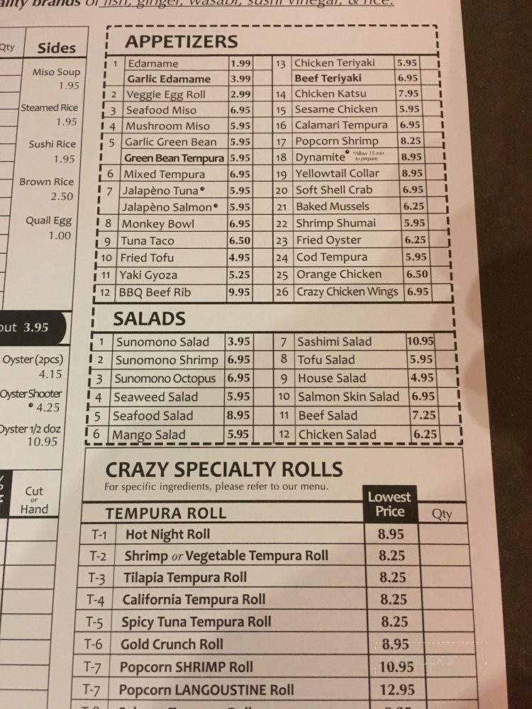 Crazy Rock'N Sushi - Irvine, CA menu_pic