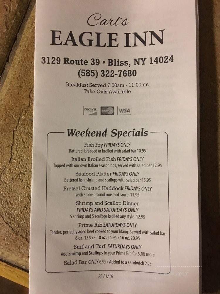 Eagle Inn - Bliss, NY menu_pic