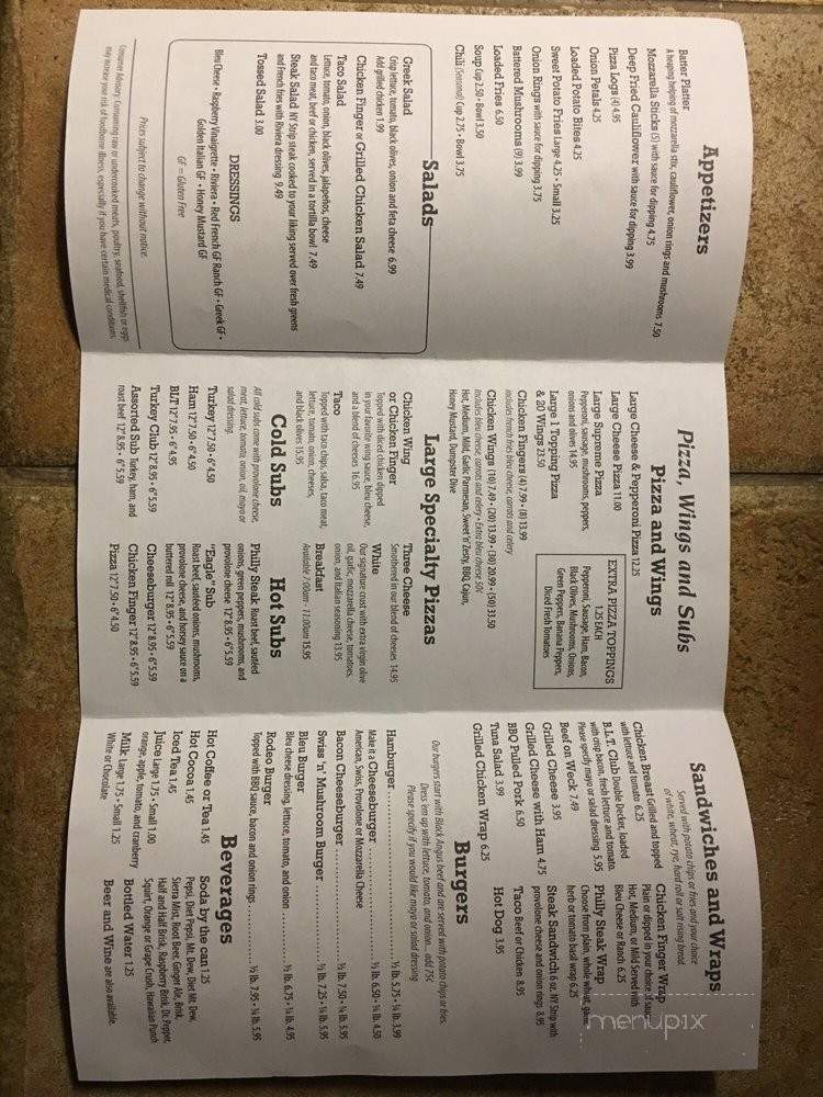 Eagle Inn - Bliss, NY menu_pic