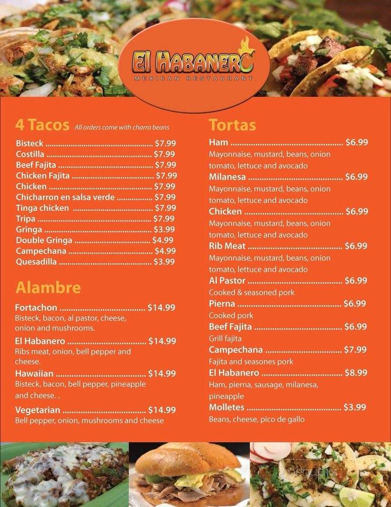 El Habanero - San Antonio, TX menu_pic