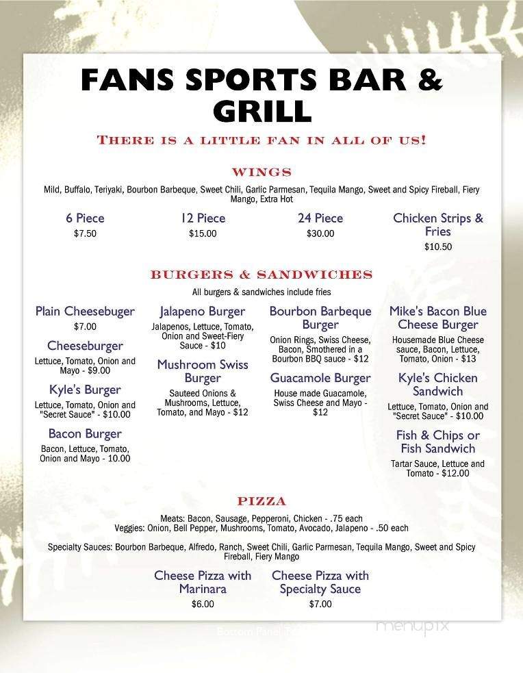 Fans Sports Bar and Grill - Twentynine Palms, CA menu_pic