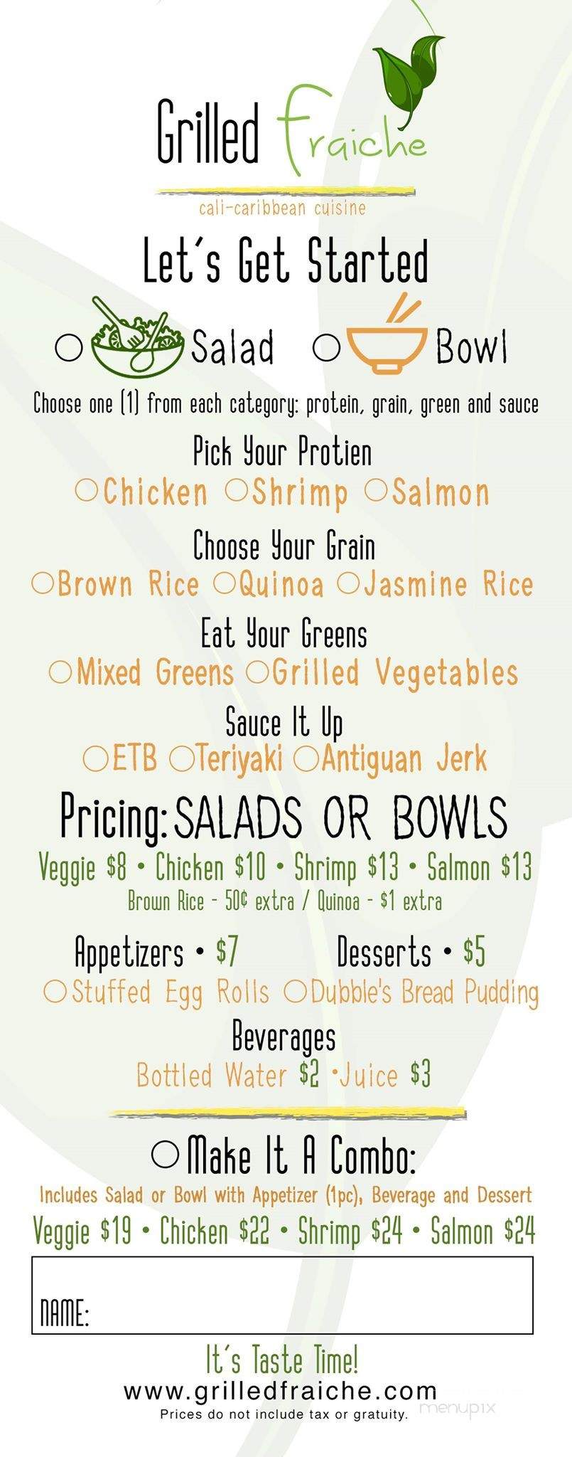 Grilled Fraiche - Los Angeles, CA menu_pic
