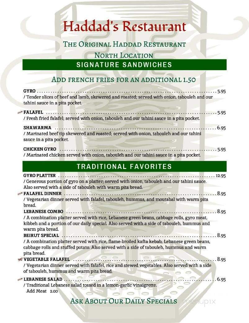 Haddad's Restaurant - Peoria, IL menu_pic