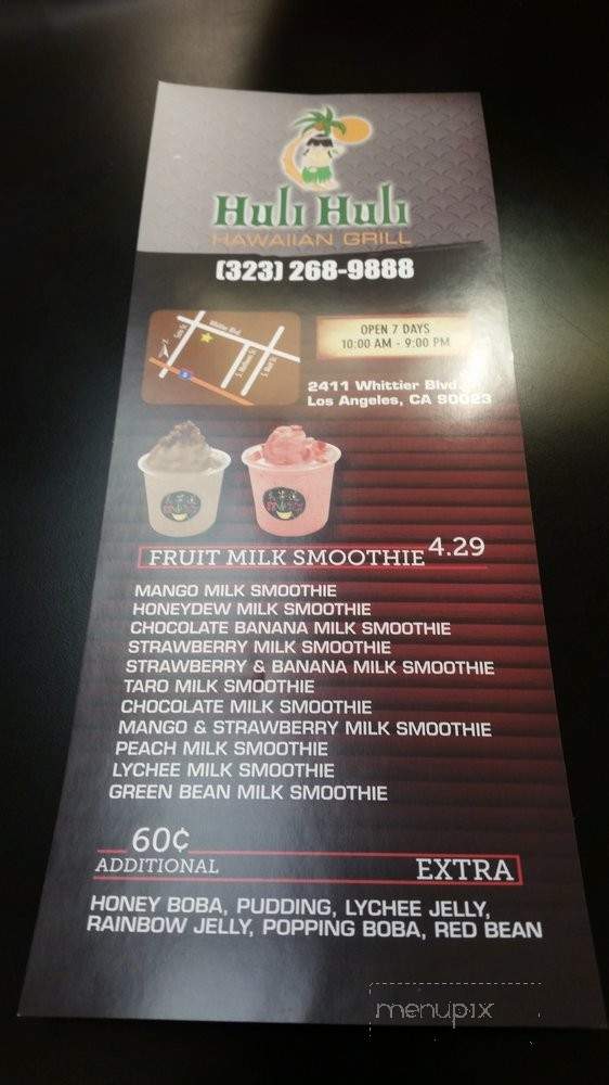 Huli Huli Hawaiian Grill & Teabar - Los Angeles, CA menu_pic