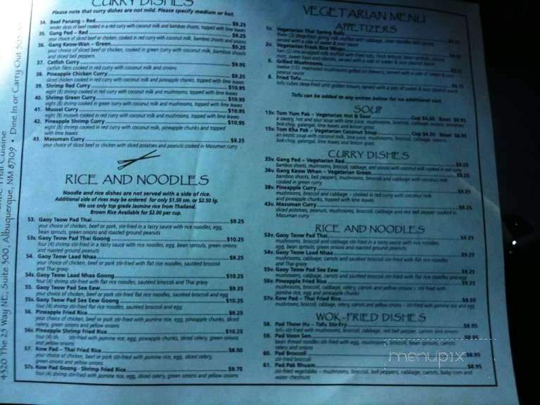 Jasmine Thai - Albuquerque, NM menu_pic