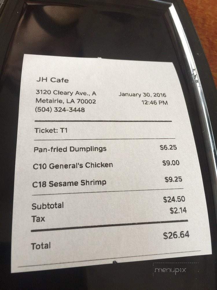 JH Cafe - Metairie, LA menu_pic
