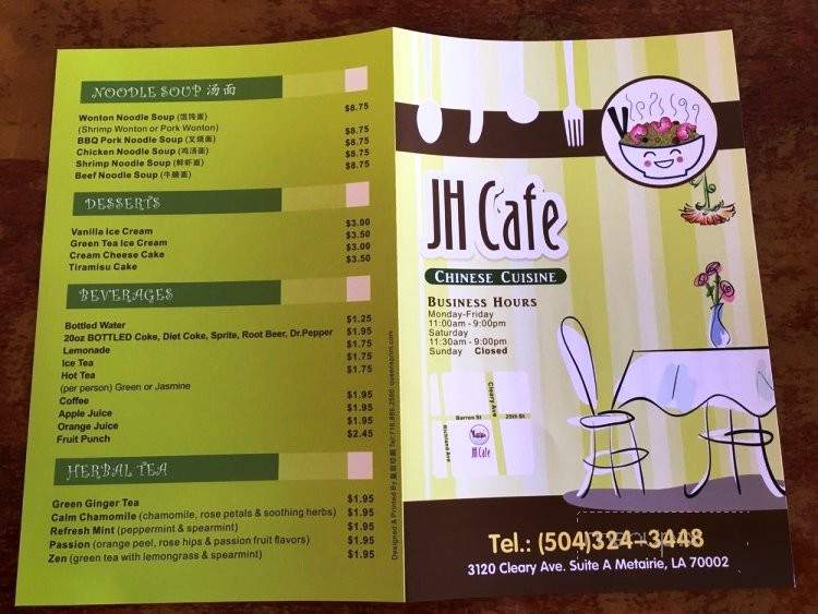 JH Cafe - Metairie, LA menu_pic
