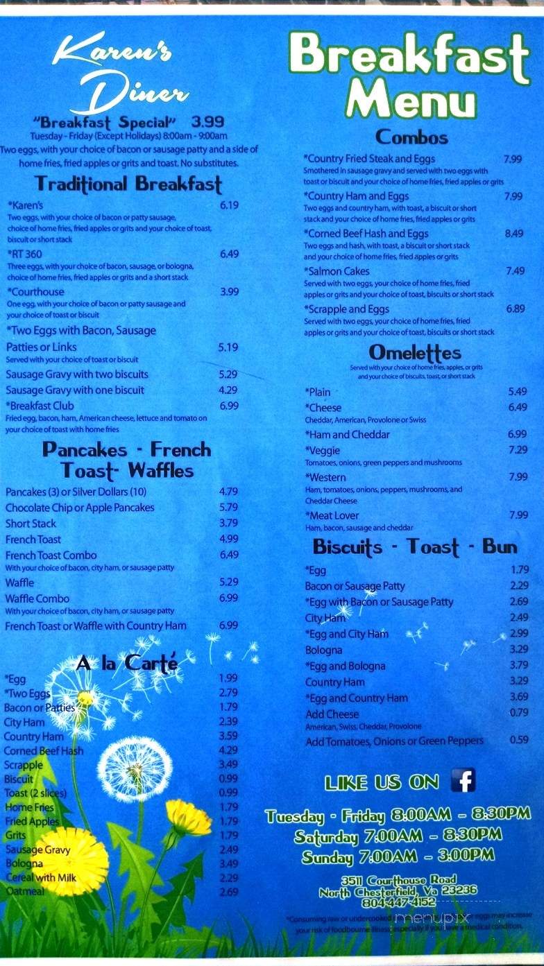 Karen's Diner - Richmond, VA menu_pic