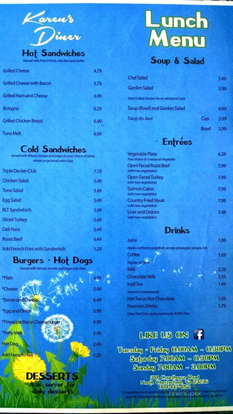 Karen's Diner - Richmond, VA menu_pic