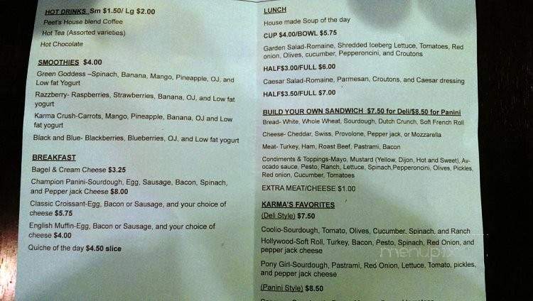 Karma Cafe - Woodfin, NC menu_pic