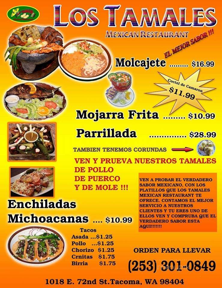 Los Tamales Restaurant - Tacoma, WA menu_pic