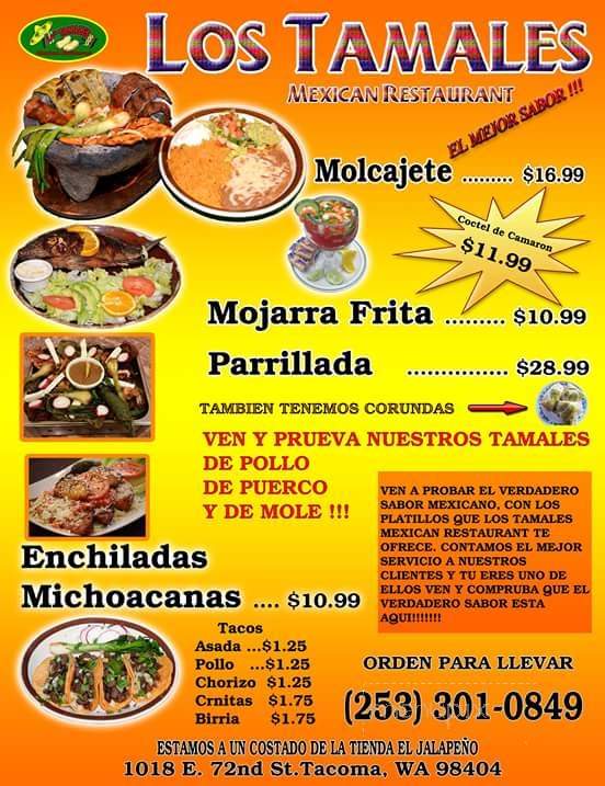 Los Tamales Restaurant - Tacoma, WA menu_pic