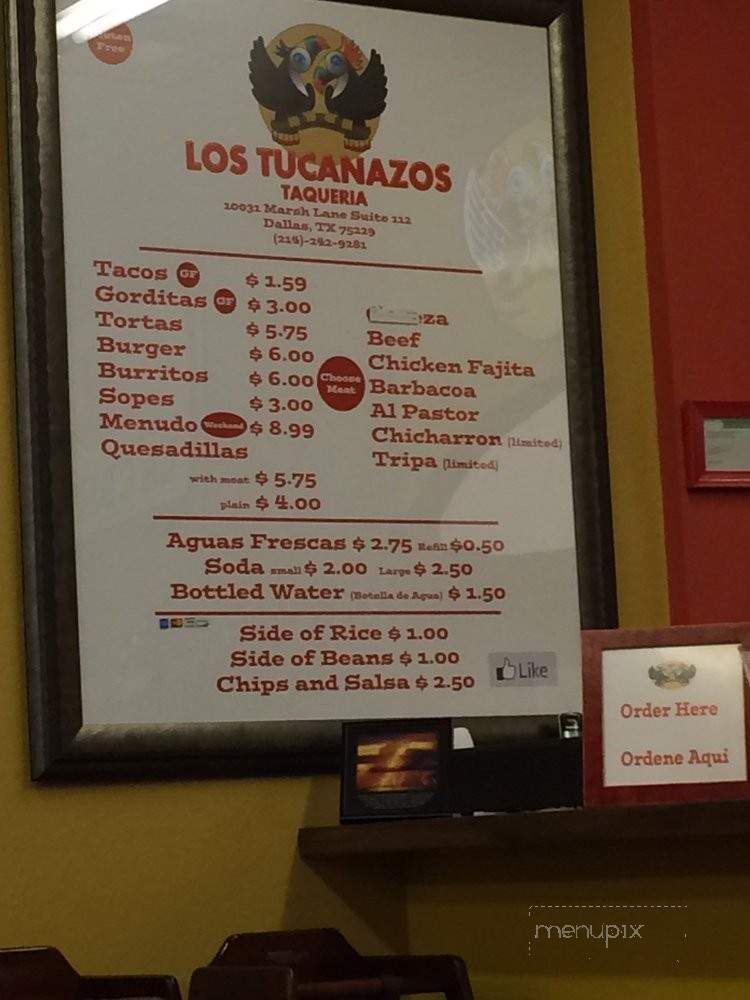 Los Tucanazos - Dallas, TX menu_pic