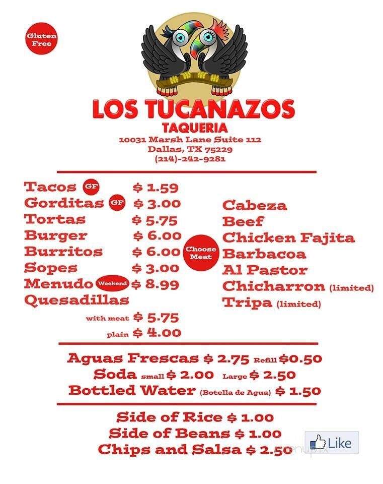 Los Tucanazos - Dallas, TX menu_pic