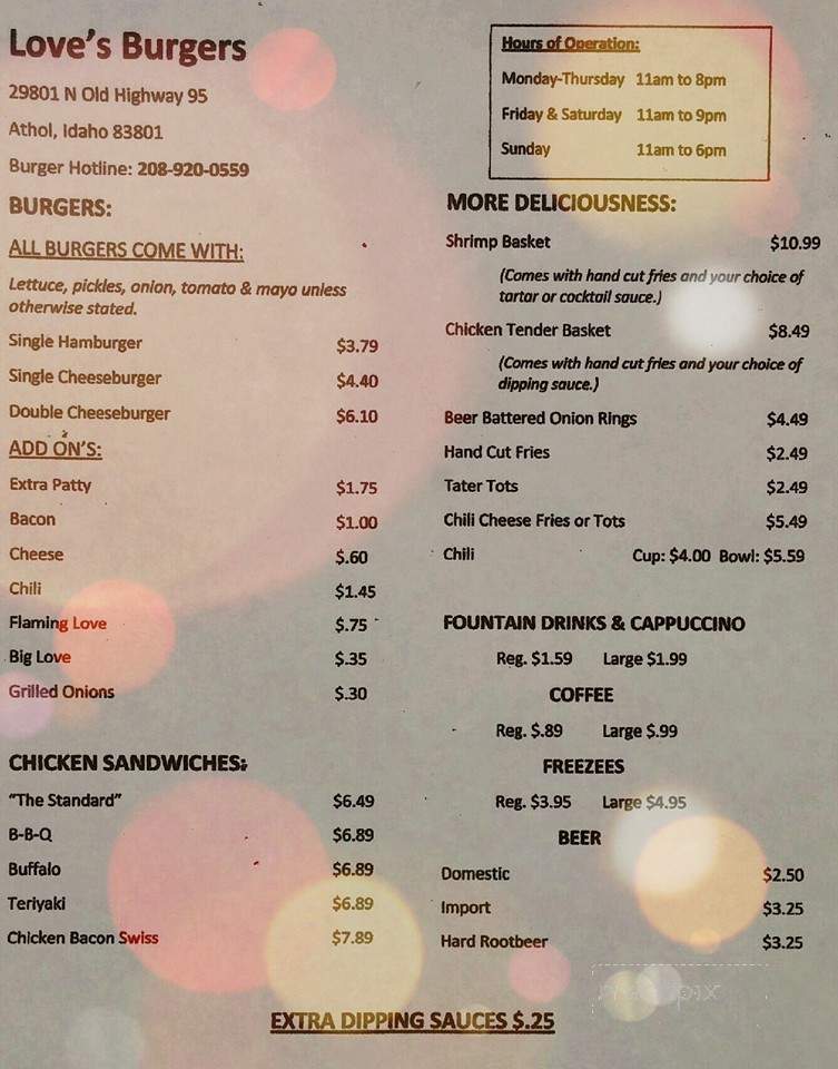 Love's Burgers - Athol, ID menu_pic