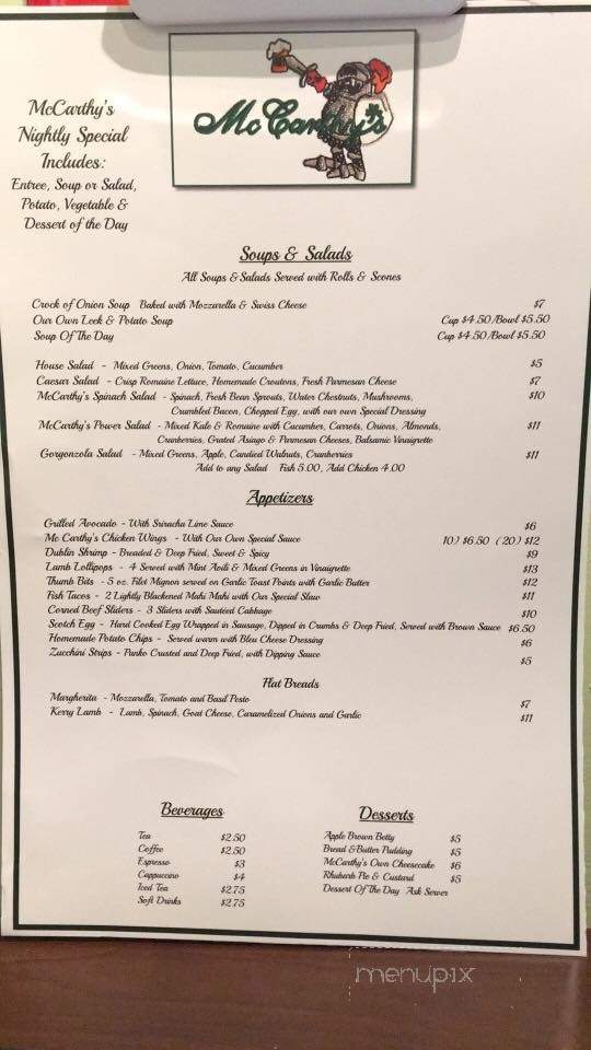 Mc Carthy's Pub - Tequesta, FL menu_pic