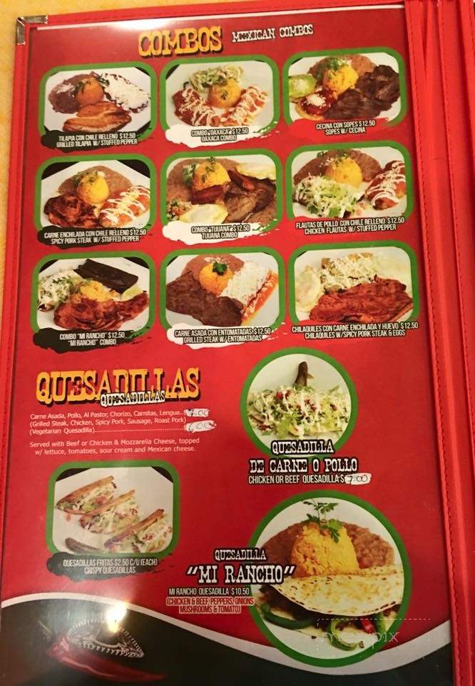 Mi Rancho Mexican Grill - Newton, NJ menu_pic