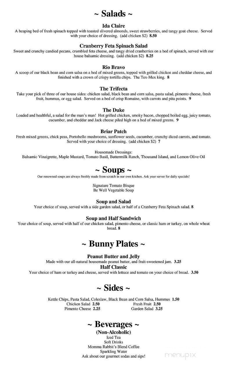 Momma Rabbit's Nibbles and Sips - Lexington, SC menu_pic