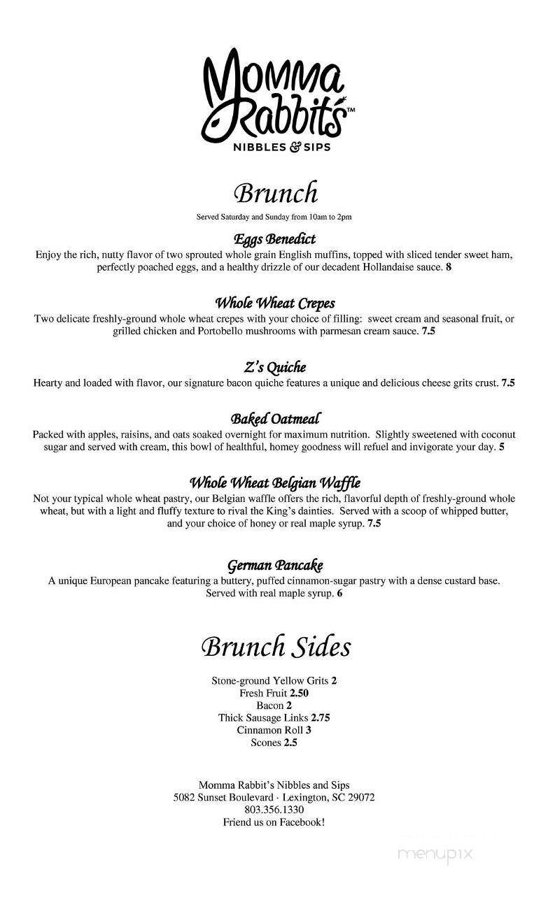 Momma Rabbit's Nibbles and Sips - Lexington, SC menu_pic