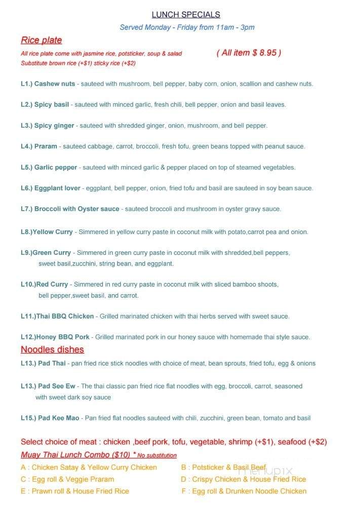 Muay Thai Cuisine - Vacaville, CA menu_pic