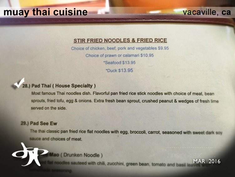 Muay Thai Cuisine - Vacaville, CA menu_pic