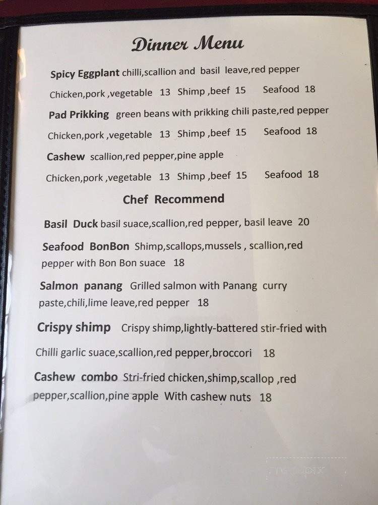 Napa Thai Cuisine - Lexington, VA menu_pic