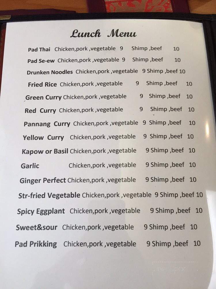 Napa Thai Cuisine - Lexington, VA menu_pic