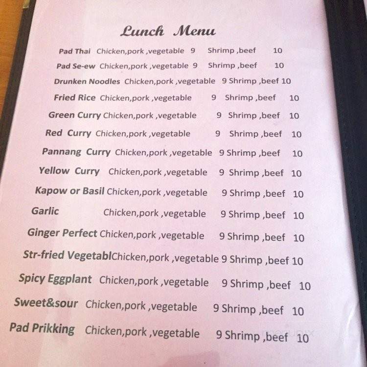 Napa Thai Cuisine - Lexington, VA menu_pic