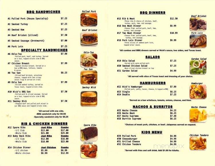 Nick's BBQ - West Frankfort, IL menu_pic