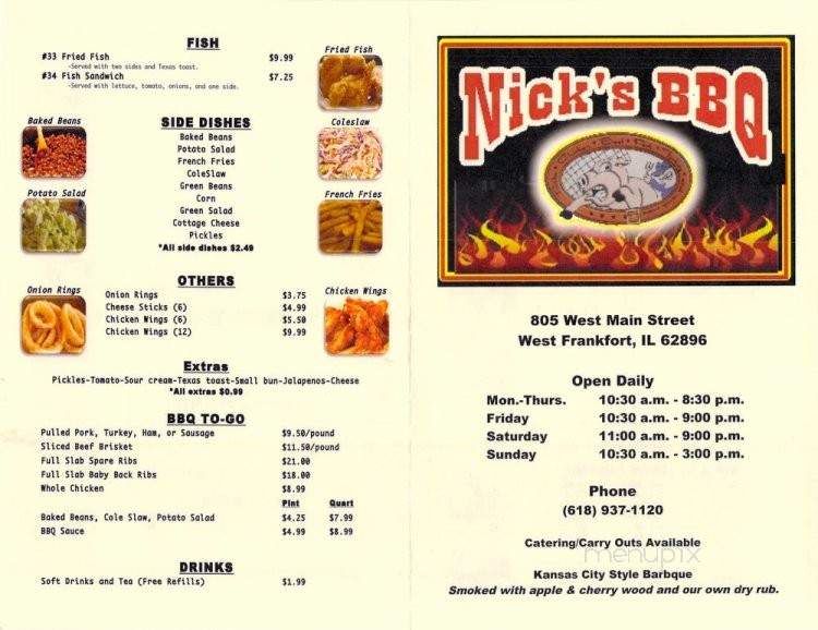 Nick's BBQ - West Frankfort, IL menu_pic