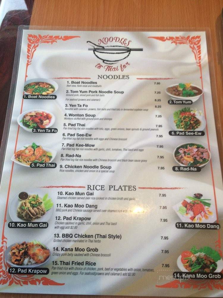 Noodles To Thai For - Sacramento, CA menu_pic