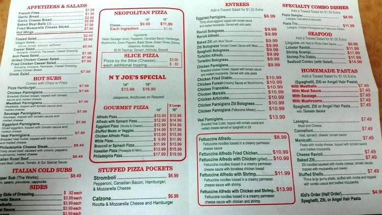 NY Joe's Pizza & Pasta - Garland, TX menu_pic