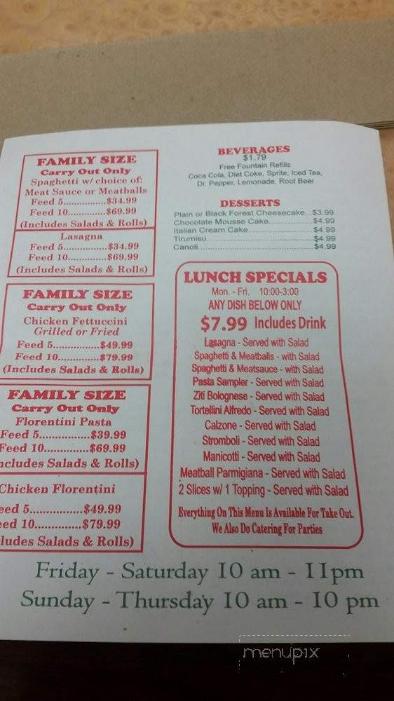NY Joe's Pizza & Pasta - Garland, TX menu_pic