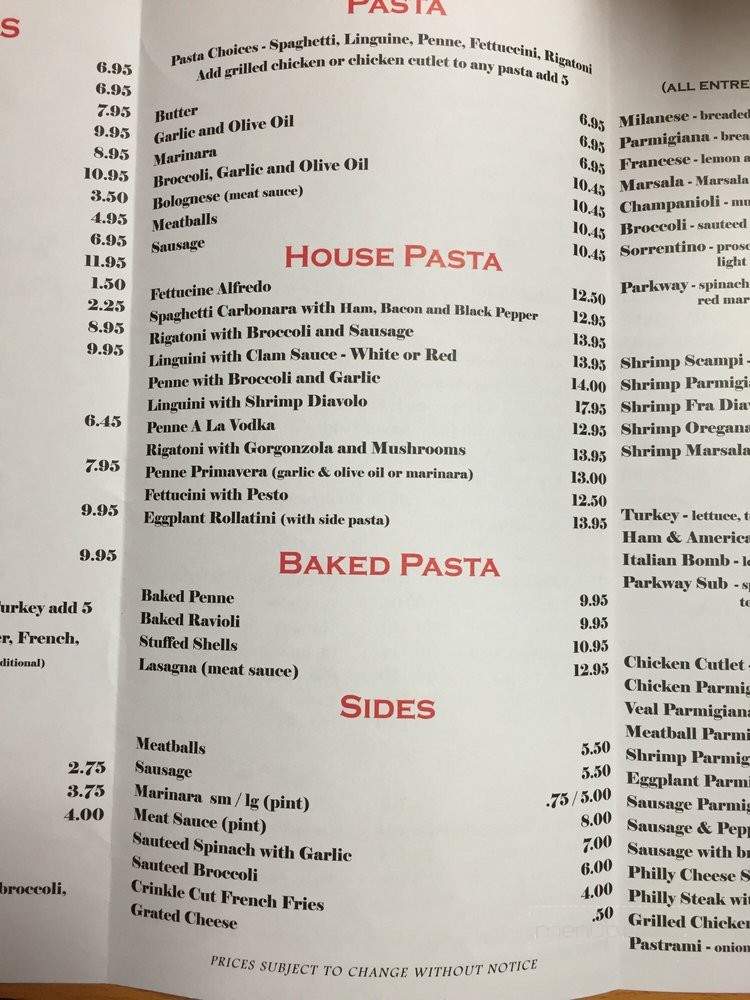 Parkway Pizza - Whitestone, NY menu_pic