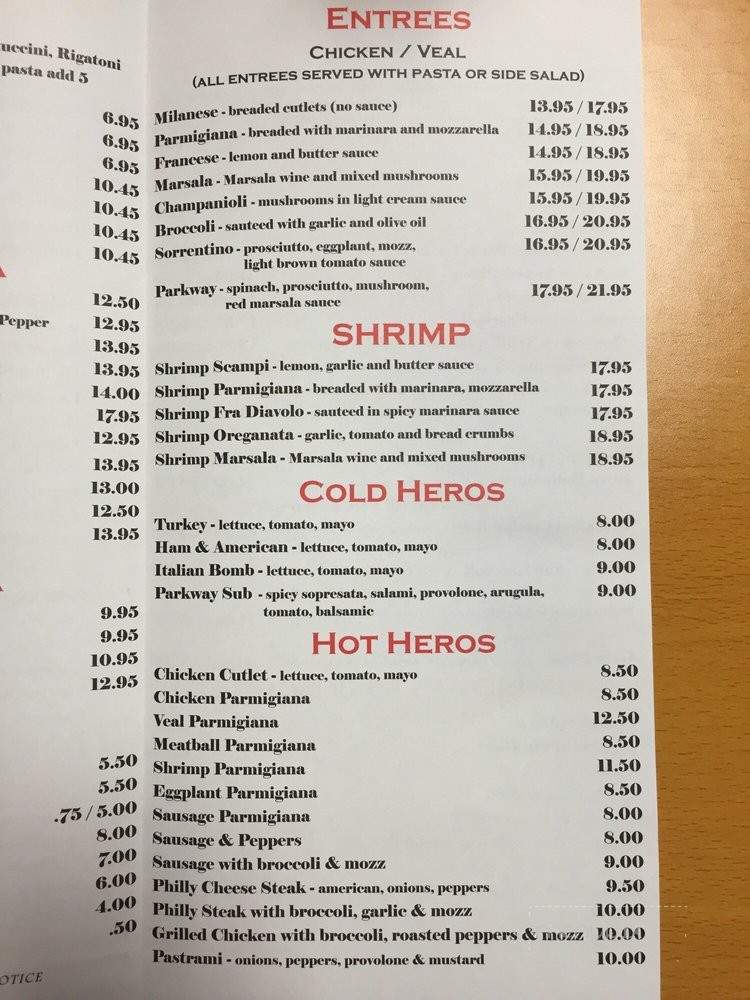 Parkway Pizza - Whitestone, NY menu_pic