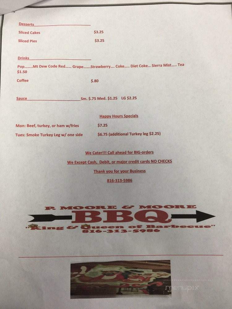 P Moore & Moore BBQ - Kansas City, MO menu_pic