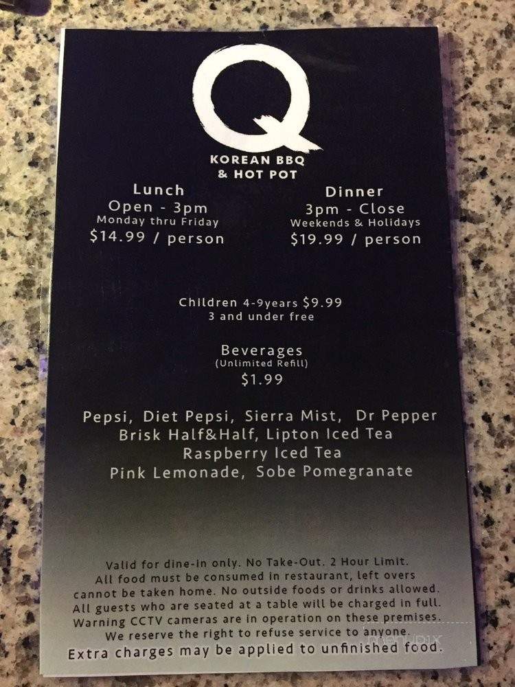 Q Korean BBQ - Rancho Cucamonga, CA menu_pic