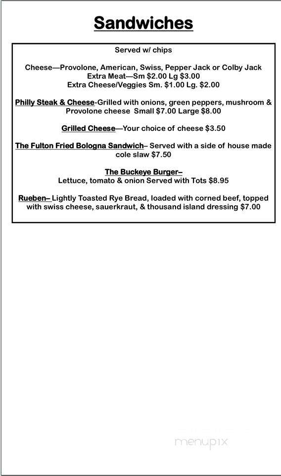 Quarry Pub and Grill - Fulton, OH menu_pic