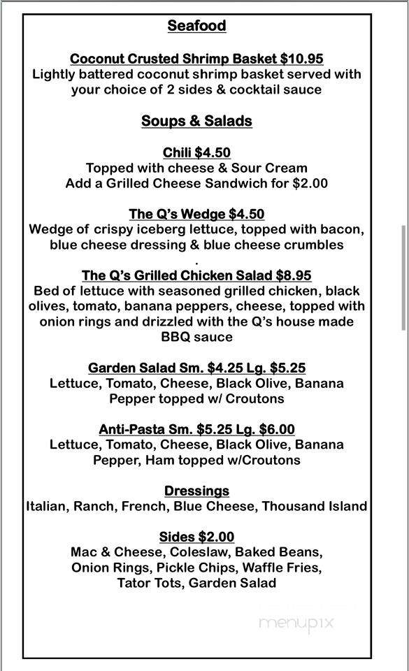 Quarry Pub and Grill - Fulton, OH menu_pic