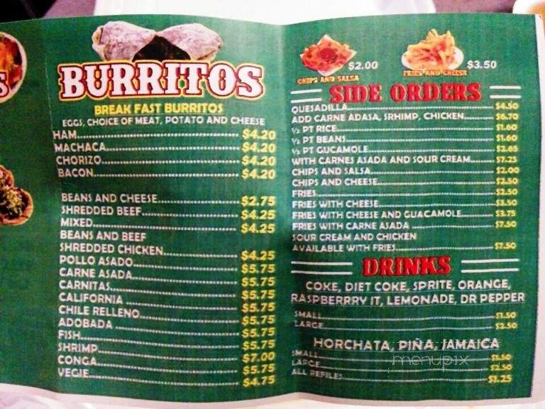Rodolfo's Mexican Grill - Las Vegas, NV menu_pic