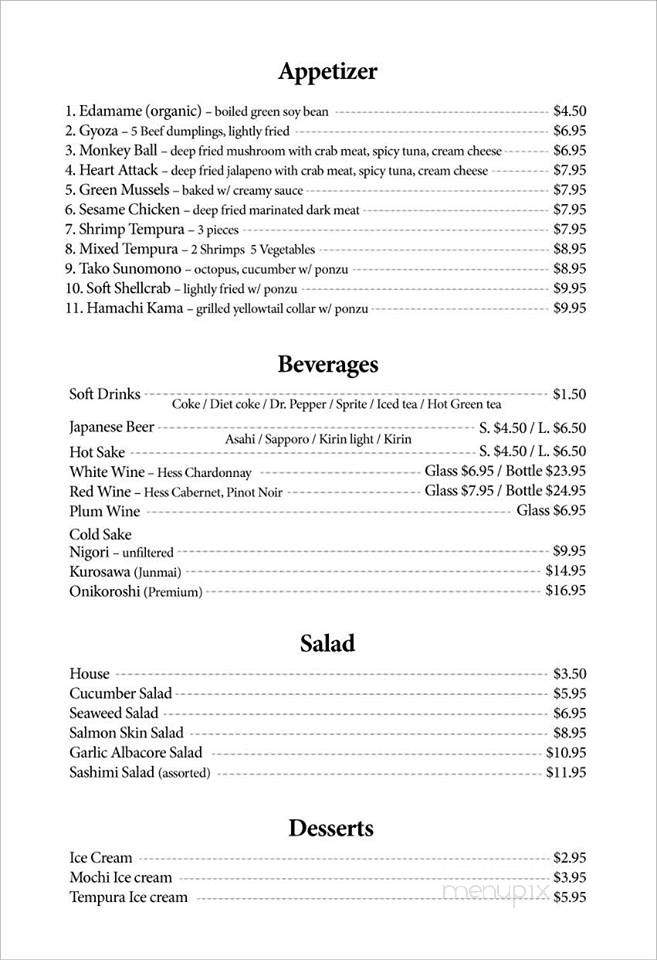 Sai Sushi - Yorba Linda, CA menu_pic