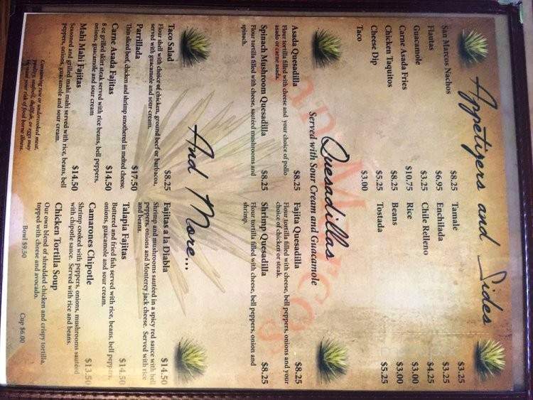 San Marcos - Durango, CO menu_pic