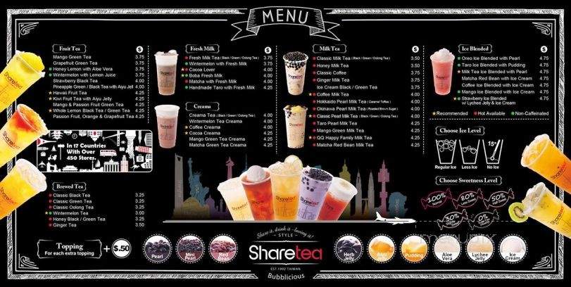 Sharetea - San Leandro, CA menu_pic