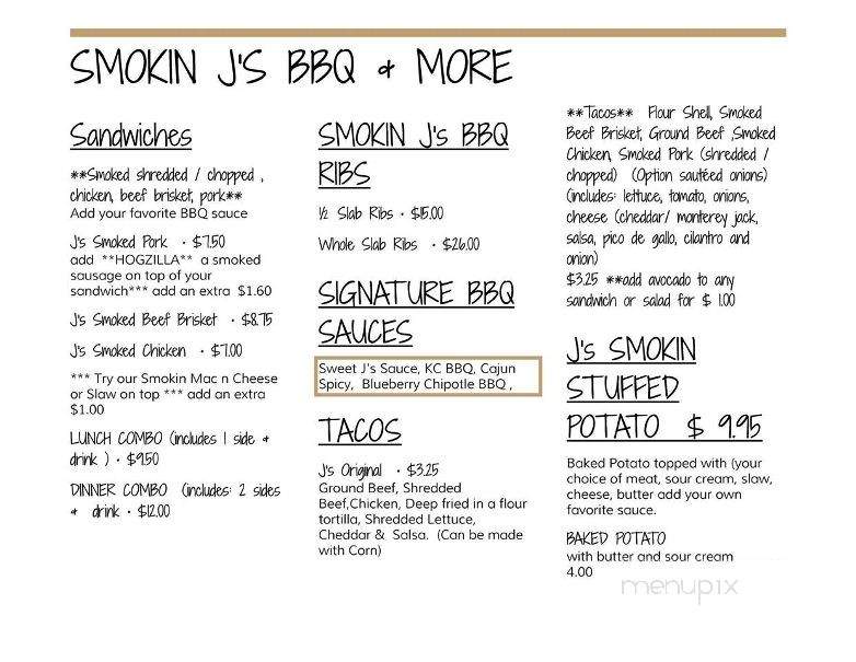 Smokin J's BBQ - Spokane, WA menu_pic
