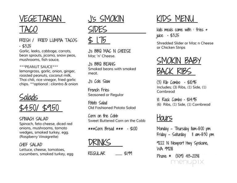 Smokin J's BBQ - Spokane, WA menu_pic