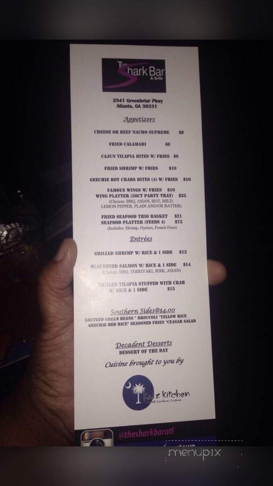 The All New Shark Bar II - Atlanta, GA menu_pic