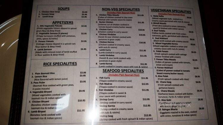 Swagat Taste of India - Mountain Top, PA menu_pic