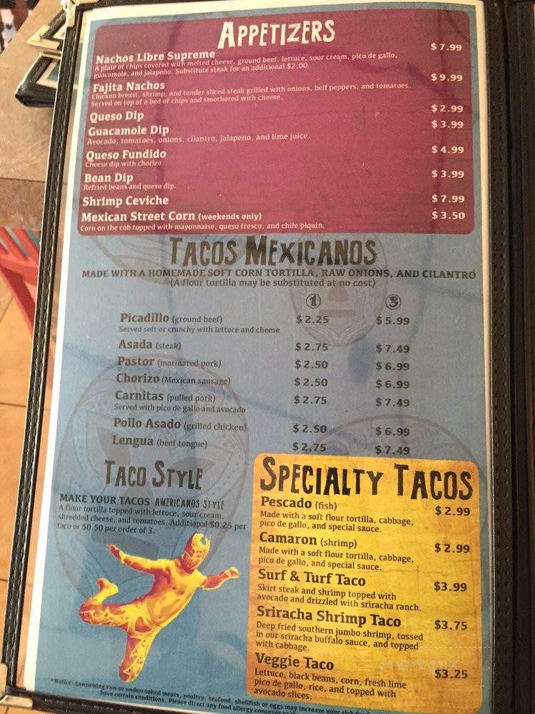 Taco Libre - Jacksonville, FL menu_pic