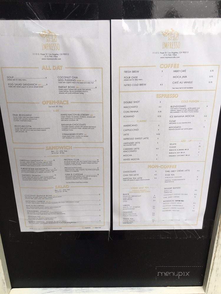 Impresso - Los Angeles, CA menu_pic