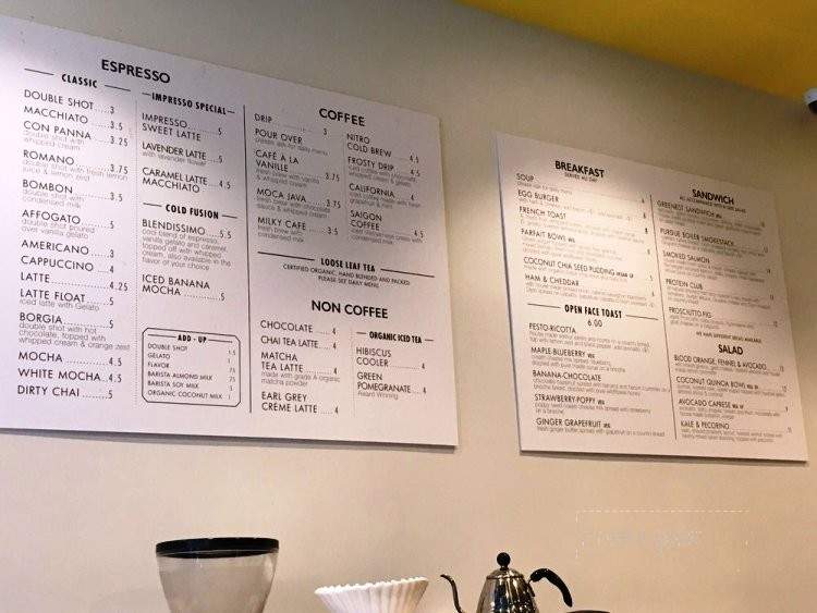 Impresso - Los Angeles, CA menu_pic